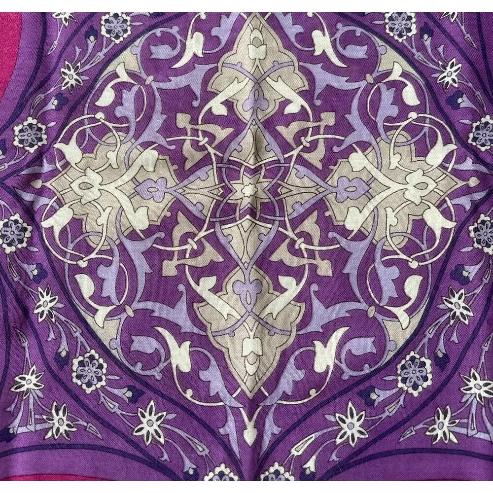 Vintage Oscar de la Renta Accessory Street Scarf Pink Purple Gray Soft Rayon